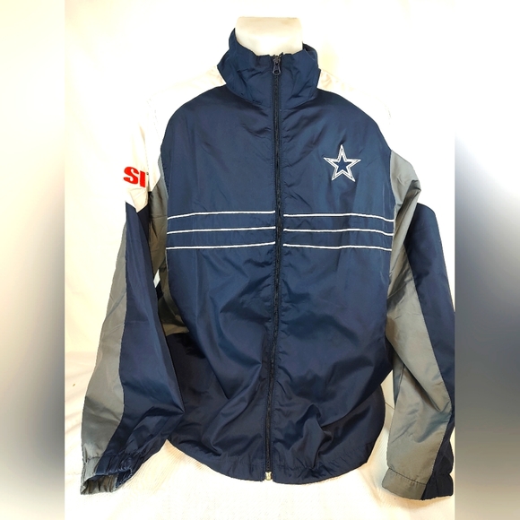 Men's Reebok NFL Team Apparel SI Dallas Cowboys Full Zip Windbreaker Jacket LG - Picture 1 of 3